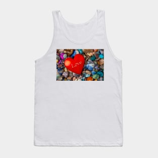 Red Heart Stone Love On Polished Rocks Tank Top